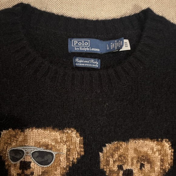 Polo Ralph Lauren Black Ralph & Ricky Special Edition Bear Sweater Jumper L - Picture 3 of 5